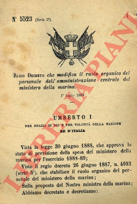 che modifica il ruolo organico del personale dell'amministrazione centrale del …
