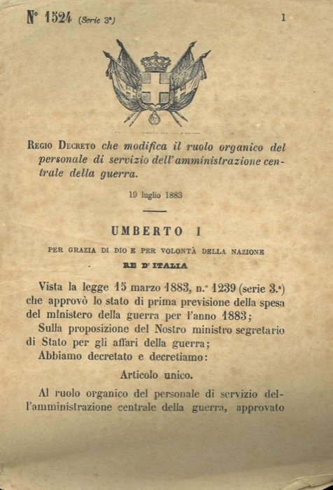 che modifica il ruolo organico del personale di servizio dell'amministrazione …