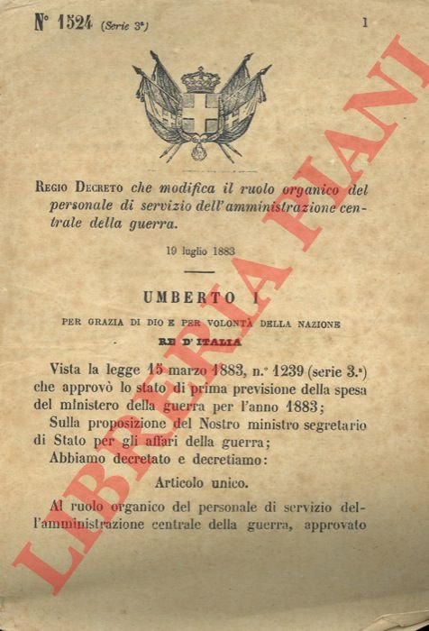 che modifica il ruolo organico del personale di servizio dell'amministrazione …