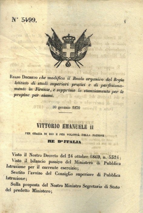 che modifica il ruolo organico del Regio Istituto di studi …