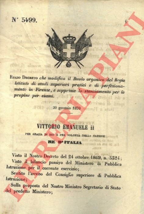 che modifica il ruolo organico del Regio Istituto di studi …