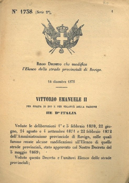 che modifica l'elenco delle strade provinciali di Rovigo.