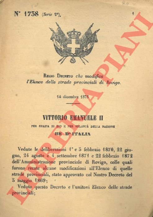 che modifica l'elenco delle strade provinciali di Rovigo.