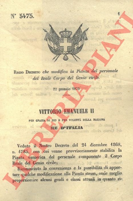 che modifica la Pianta del personale del Reale Corpo del …