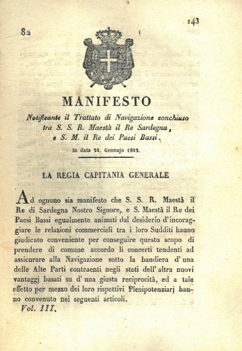 che notifica il Trattato di Navigazione concluso tra il re …