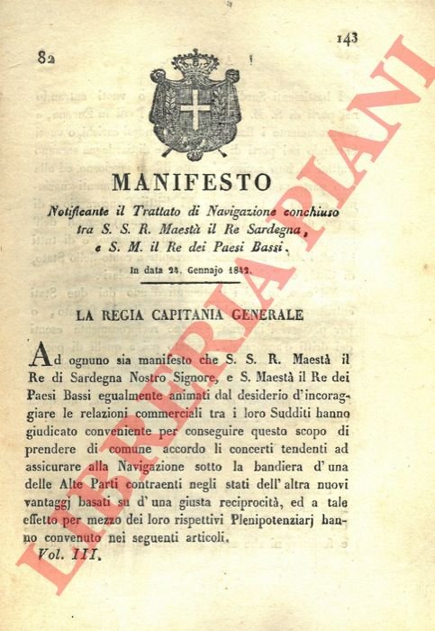 che notifica il Trattato di Navigazione concluso tra il re …