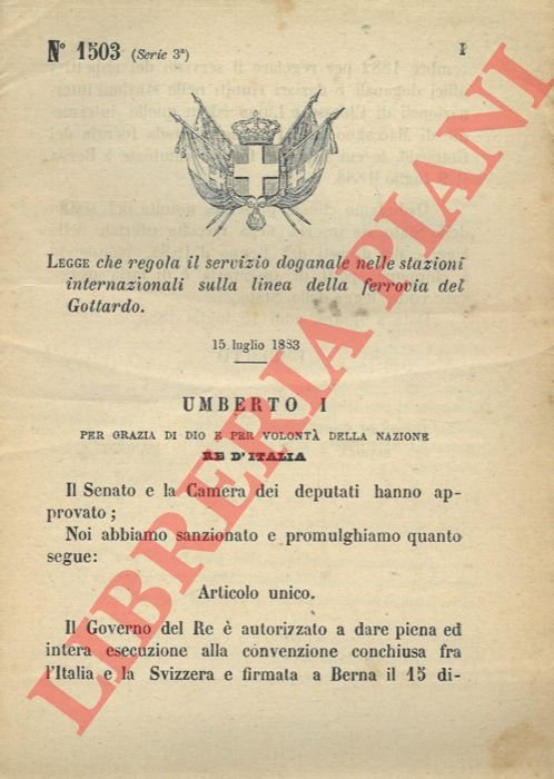 che regola il servizio doganale nelle stazioni internazionali sulla linea …