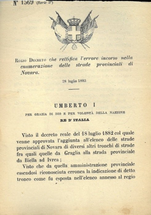 che rettifica l'errore incorso nella enumerazione delle strade provinciali di …