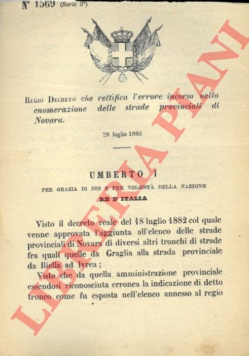 che rettifica l'errore incorso nella enumerazione delle strade provinciali di …