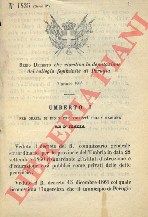 che riordina la deputazione del Collegio Femminile di Perugia. | Immagine Gallery 3