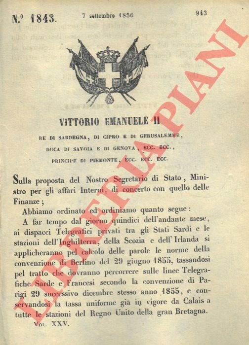 che stabilisce che siano applicate ai dispacci telegrafici privati tra …