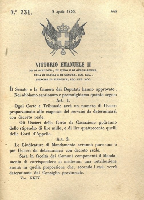 che stabilisce il numero di uscieri di ogni Tribunale o …