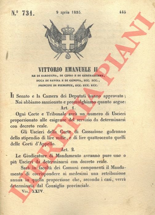 che stabilisce il numero di uscieri di ogni Tribunale o …