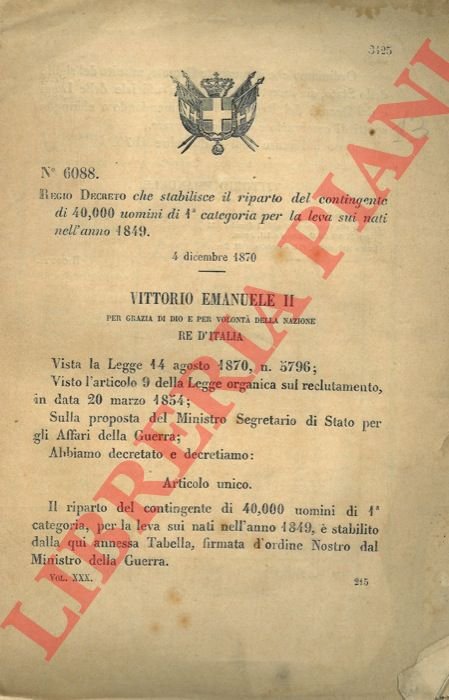 che stabilisce il riparto del contingente di 40,000 uomini di …