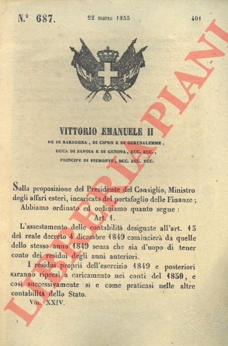 che stabilisce l'inizio dell'assestamento della contabilità inizierà nel 1949 senza …
