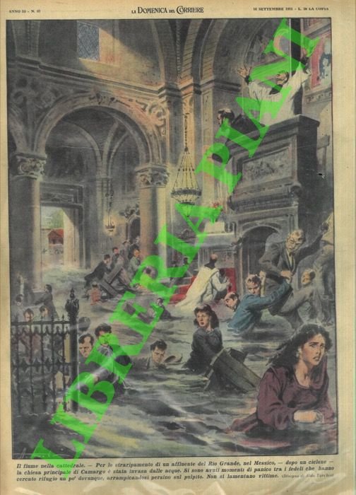 Chiesa invasa dalle acque di un fiume che straripa in …