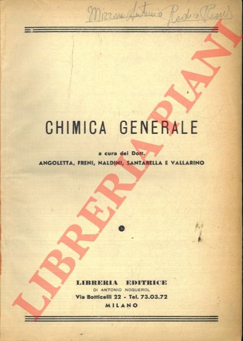 Chimica generale e inorganica dalle lezioni del Prof. L. Malatesta.
