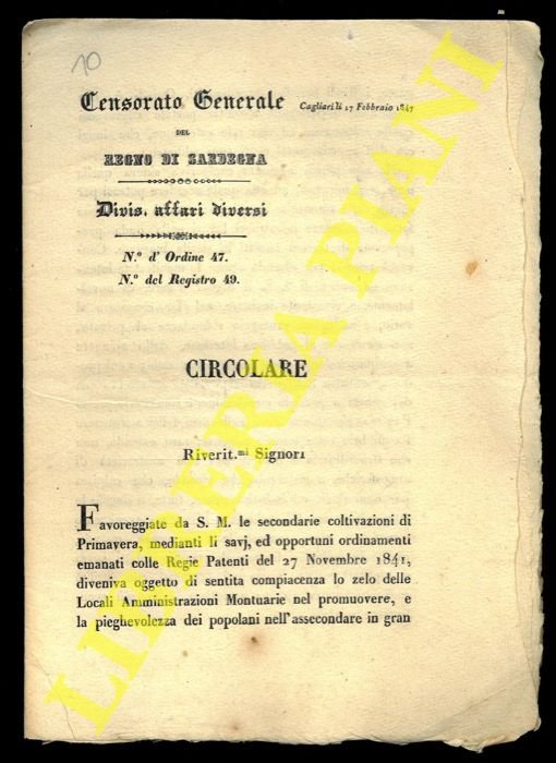 Circolare in merito alle coltivazioni di Primavera.