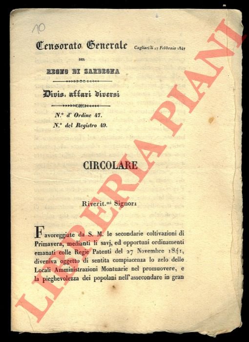 Circolare in merito alle coltivazioni di Primavera.