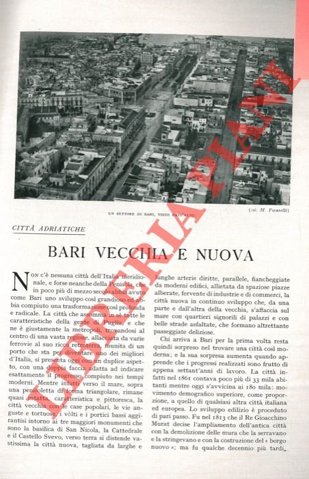 Città adriatiche. Bari vecchia e nuova.