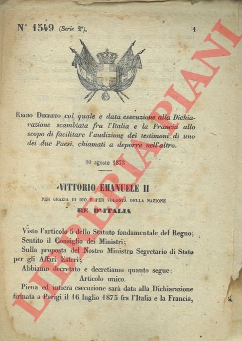 col quale é data esecuzione alla Dichiarazione scambiata fra l'Italia …