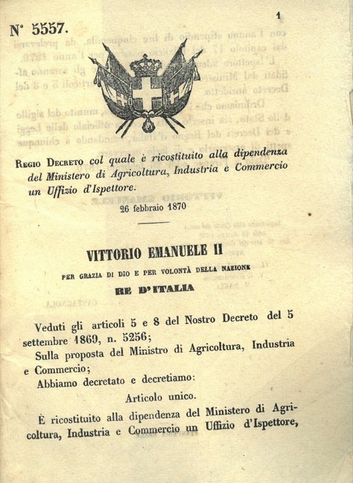 col quale è ricostituito alla dipendenza del Ministero di Agricoltura, …