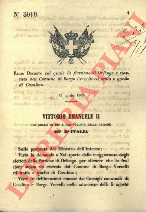 col quale la frazione di Orfenge è staccata dal Comune …