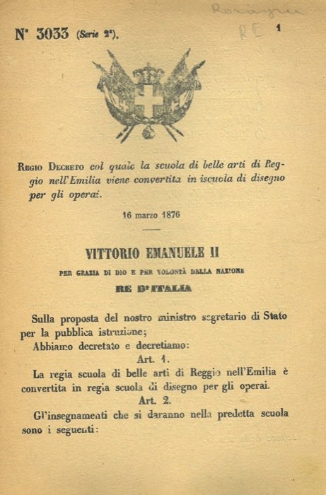 col quale la scuola di belle arti di Reggio nell'Emilia …