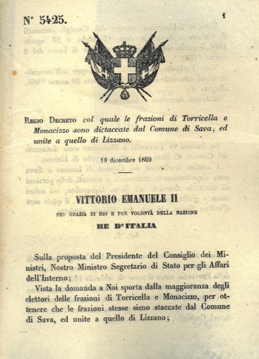 col quale le frazioni di Torricella e Monacizzo sono distaccate …