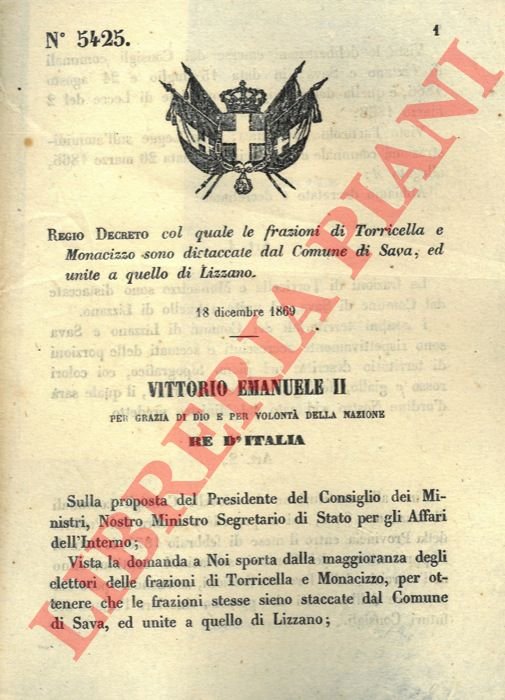 col quale le frazioni di Torricella e Monacizzo sono distaccate …
