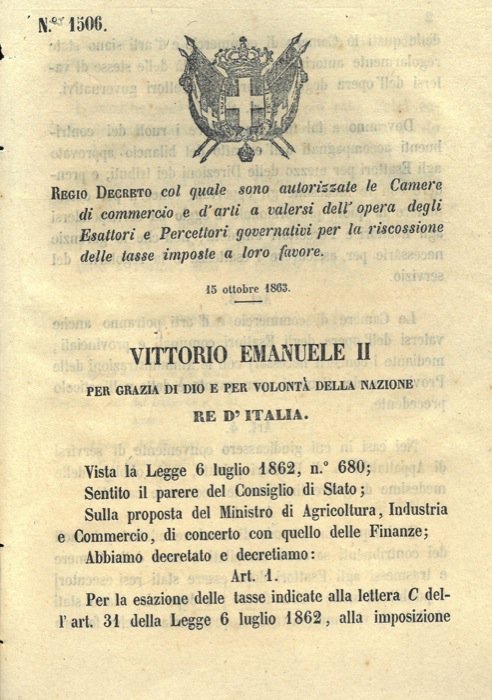 col quale sono autorizzate le camere di commercio e d'arti …