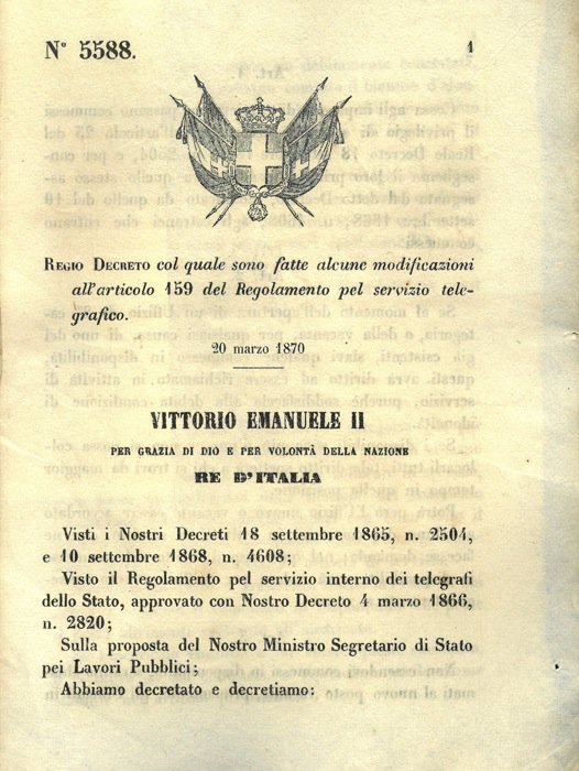 col quale sono fatte alcune modificazioni al Regolamento pel servizio …