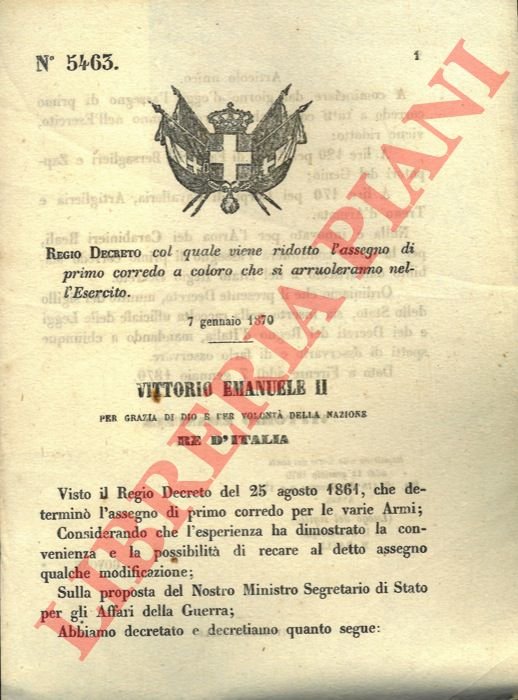 col quale viene ridotto l'assegno di primo corredo a coloro …