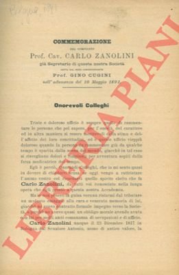 Commemorazione del compianto Prof. Cav. Carlo Zanolini letta nell'adunanza del …