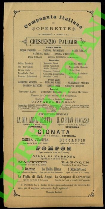 Compagnia Italiana di Operette . Crescenzio Palombi.