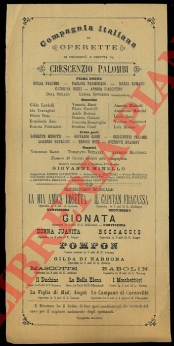 Compagnia Italiana di Operette . Crescenzio Palombi.