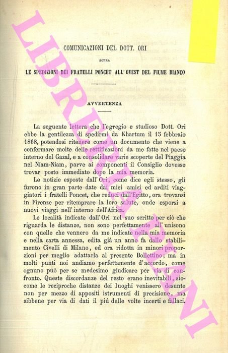 Comunicazioni del dott. Ori sopra le spedizioni dei fratelli Poncet …