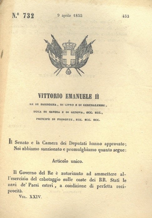 con cui il governo del Re autorizza le navi estere …