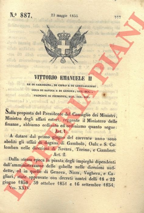con cui si aboliscono dal 1 Giugno del 1855 gli …