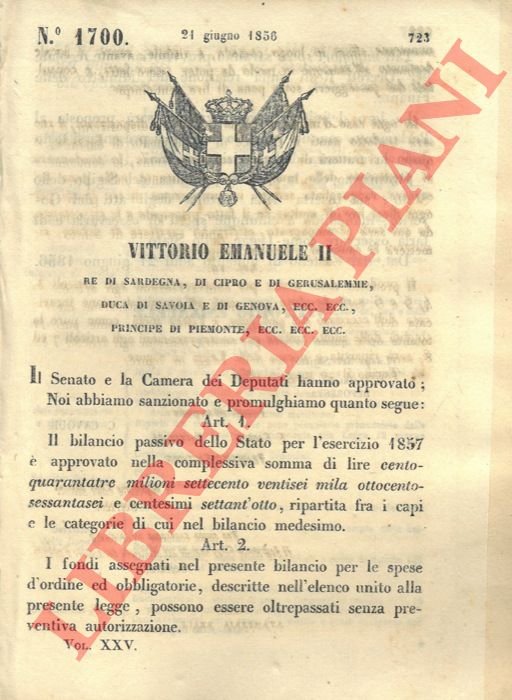 con cui si approva il bilancio passivo dello Stato per …