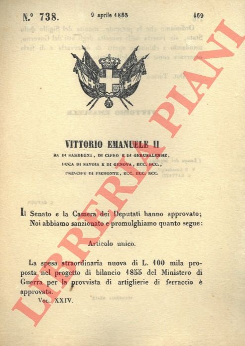 con cui si approva la spesa straordinaria di centomila lire …