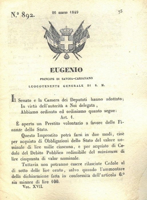 con cui si apre un prestito volontario a favore delle …