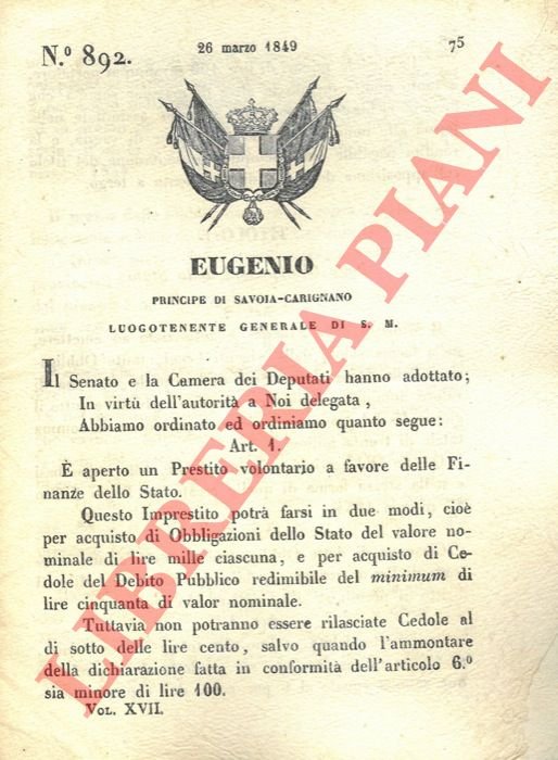 con cui si apre un prestito volontario a favore delle …