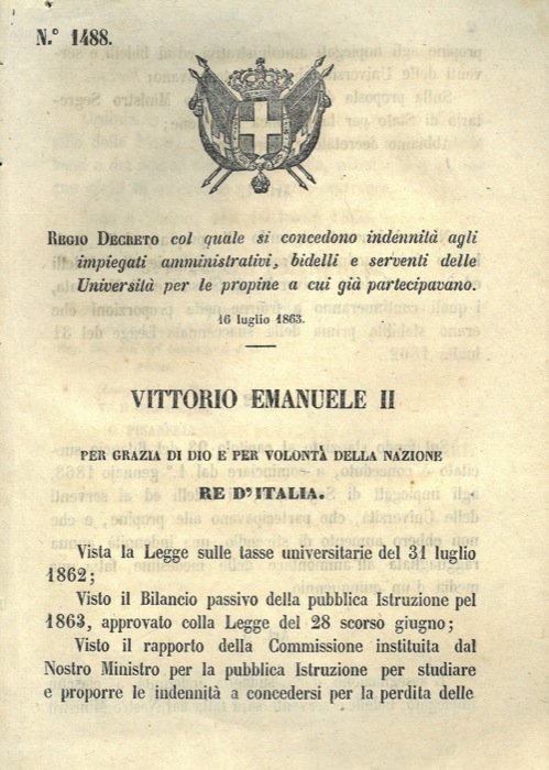 con cui si concedono indennità ai vari impiegati delle Università.