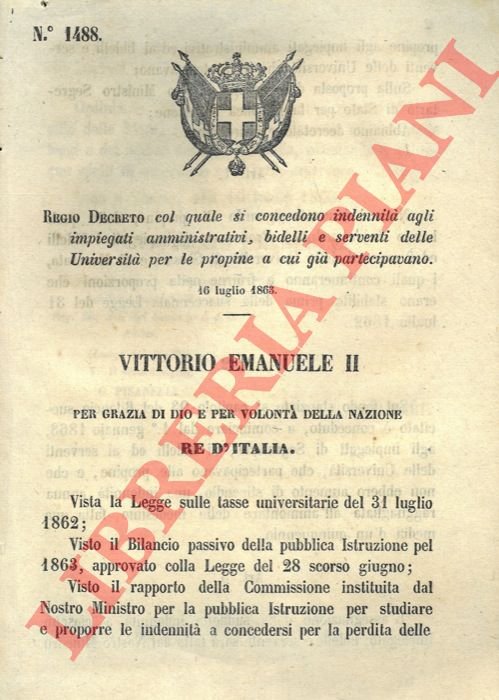 con cui si concedono indennità ai vari impiegati delle Università.