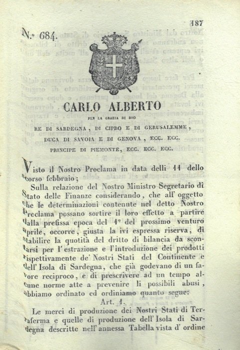 con cui si stabilisce l'entrata di alcune merci nazionali in …