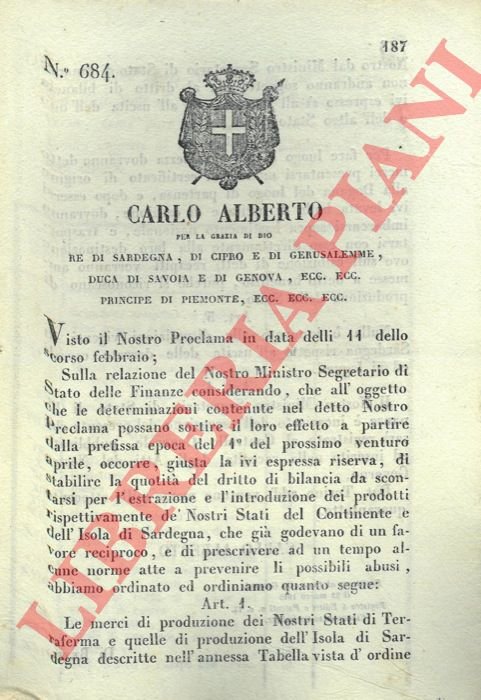 con cui si stabilisce l'entrata di alcune merci nazionali in …