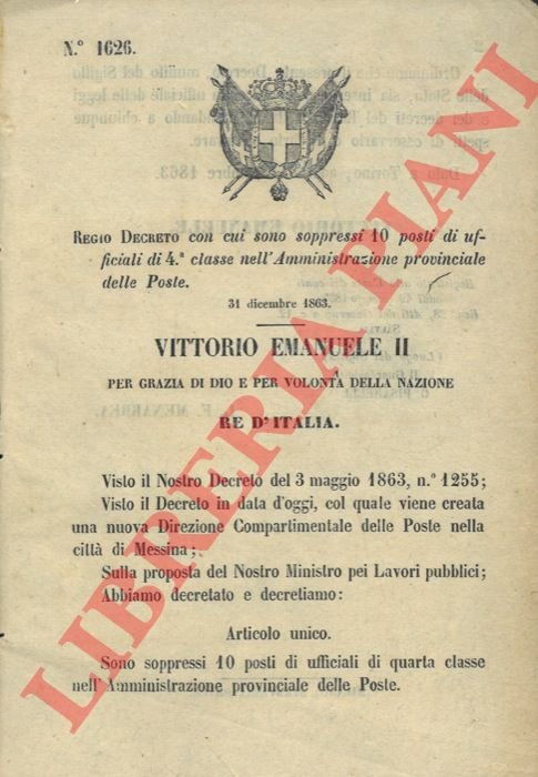 con cui sono soppressi 10 posti di ufficiali di 4a …