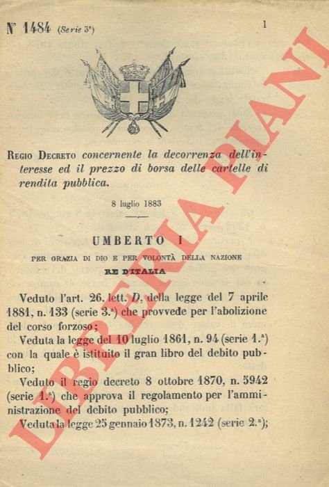 concernente la decorrenza dell'interesse ed il prezzo di borsa delle …