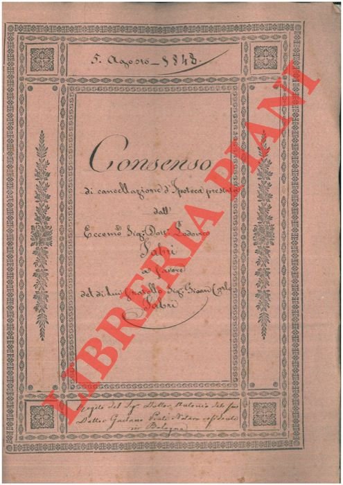 Consenso di cancellazione d'Ipoteca.